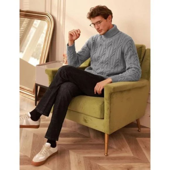 Men's L11 Turtleneck Pullover Sweaters Light Grey - Picture 3 of 8